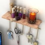 Hanah Home Estante de Pared de Madera Maciza Dorado y Marrón
